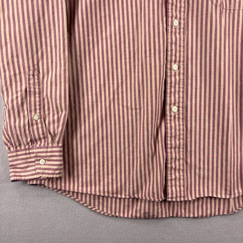 Vintage Lands End Oxford Button Down 16.5/35 Pinpoint Striped Clay Red OCBD